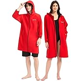 Yansylphsan Waterproof Swimming Parka, Windproof Fleece Lined Surf Poncho Coat, Water Resistant Oversized Jacket for Swimming