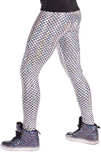 Revolver Fashion Mermaid Meggings USA Made Holographic Men's Leggings: Festival Party Costume
