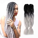 5 Pieces 2 Tone Ombre Braiding Hair Crochet Braids Synthetic Hair Extensions 24 Inch