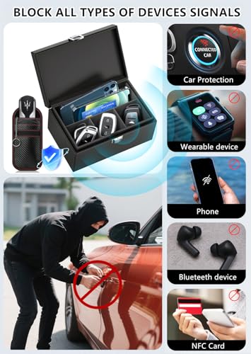 Coorattyes Faraday Box for Car Keys with Dividers,Keyless Car Key Signal Blocker Box,Size Regular (3-8 keys)