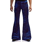 EVEDESIGN Mens Bell Bottom Velvet Pants 60s 70s Disco Outfits for Men Vintage Flared Jeans