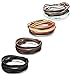 FUNRUN JEWELRY 4PCS Leather Bracelet for Men Wristband Long Around Bracelet Wrist Cuffs Set Adjustable