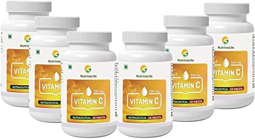 NutrineLife Vitamin C Ascorbic Acid 500 mg - 120 Tablets (Pack of 6)