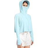 Locachy Womens UPF 50+ Sun Protection Jacket Lightweight Zip up Outdoor Running Hiking Hoodie with Face Mask