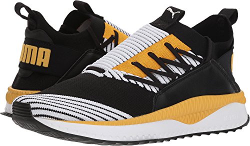 PUMA Men's Tsugi Jun Sneaker, Black White-Mineral Yellow, 10