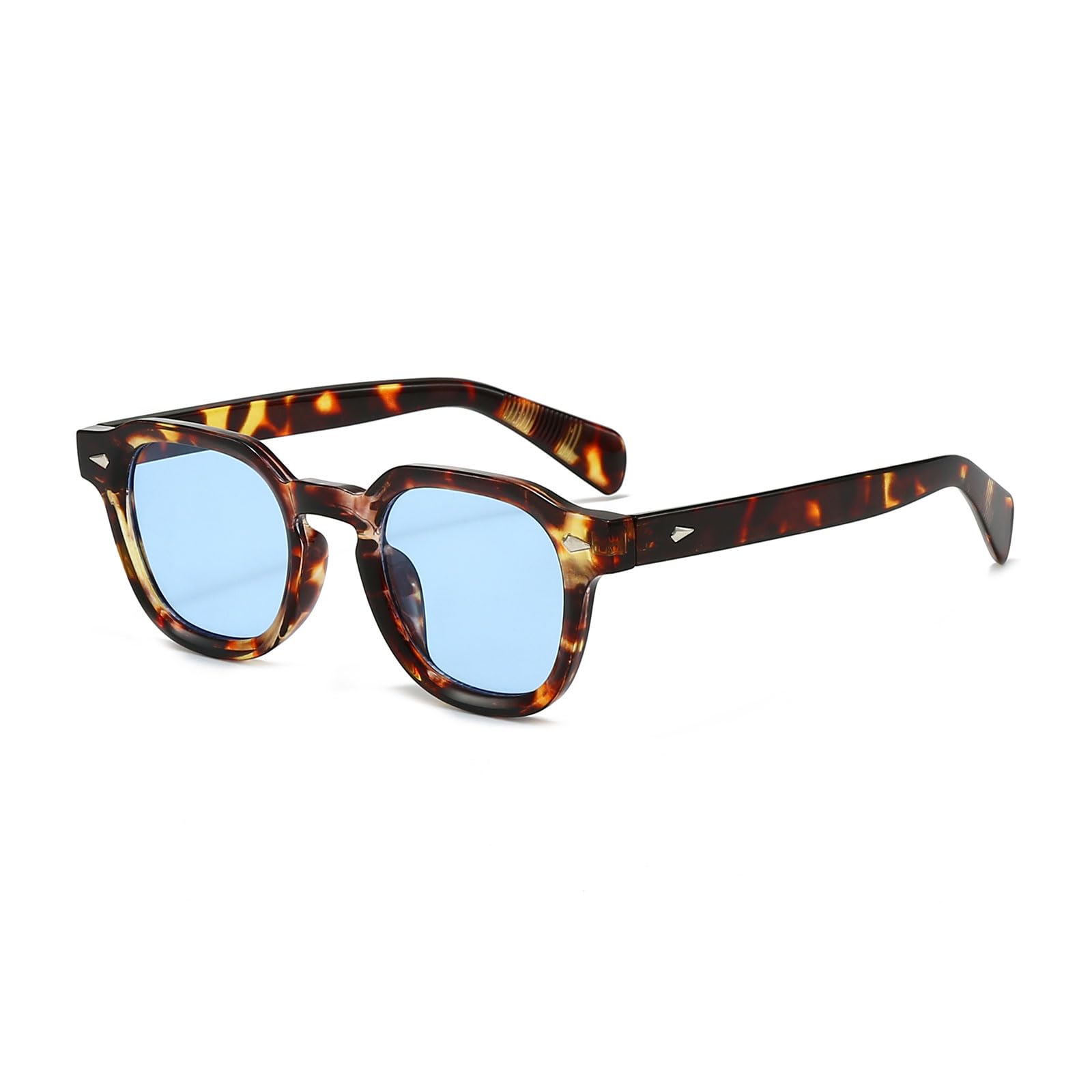 Photo 1 of YAMEIZE Vintage Small Rectangle Sunglasses for - Women Men Retro Square Eyewear UV400 Protection Shade Driving Outdoor (Leopard Blue)