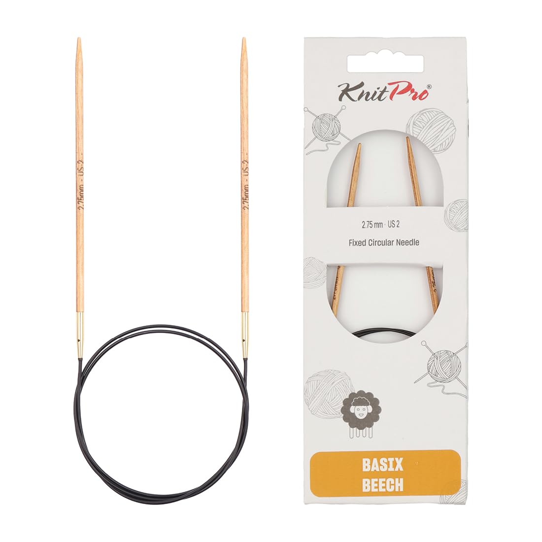 KnitPro Basix Beech Fixed Circular Needles 32" (80cm) | 2.75mm