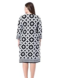 Chicwe - Vestido de cachemira para mujer, talla grande, con estampado de turnos, hasta la rodilla