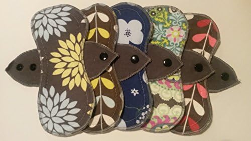 Bamboo & Cotton Cloth Menstrual Pads-regular Size (Set of 5) Assorted Prints/colors
