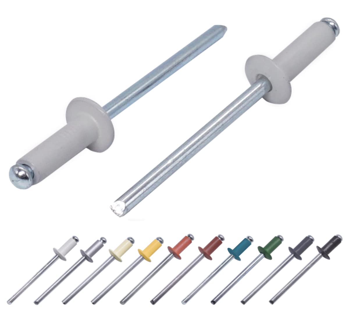 (Pack of 20 pcs) Painted Blind Rivets 4.0 x 12 mm, Dome Head, DIN 7337, Aluminum Rivet and Steel Mandrel, Pop Rivets (20, Light Grey RAL 7035)