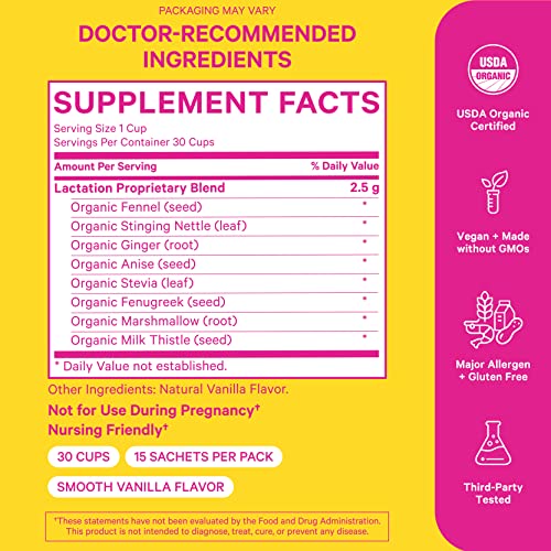 Pink Stork Lactation Support Tea for Breast Milk Supply, Organic Smooth