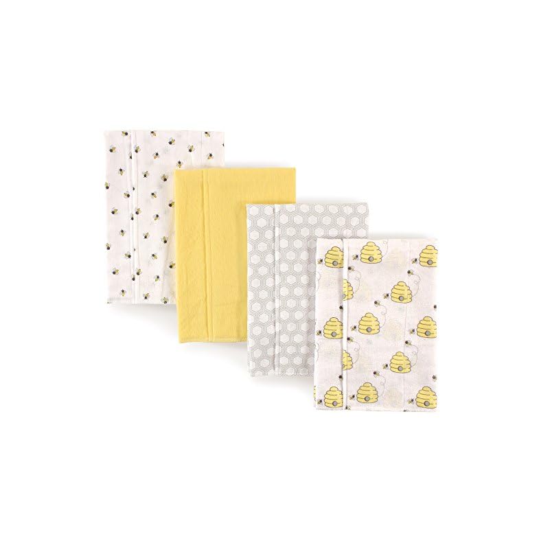Hudson Baby Unisex Baby Cotton Flannel Burp Cloths, Bee, One Size
