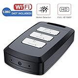 WiFi Hidden Spy Keychain Cameras, SDETER Wireless 1080P Mini Portable Car Key Camera, Built-in Rechargeable Battery with Motion Detection Video Recording