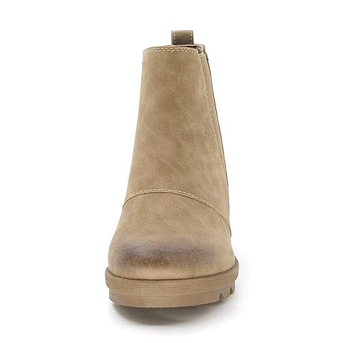Athlefit Women's Wedge Boots Comfortable Ankle Wedge Khaki Booties