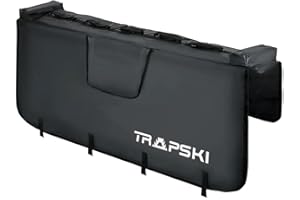 TRAPSKI Tailgate Pad for Mountain Bikes & Other Bicycles | 54 & 60" Protection Pad with 2 Tool Pockets | 5 Bike Carrier with 4 Straps | Handle Flap | Fleece Back