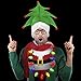 Windy City Novelties Ugly Sweater Christmas Party Kit - Green Christmas Tree Holiday Hat + LED Christmas Bulb Necklace Combo