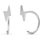 Boma Jewelry Sterling Silver Mini Lightning Bolt Pull Through Hoop Earrings