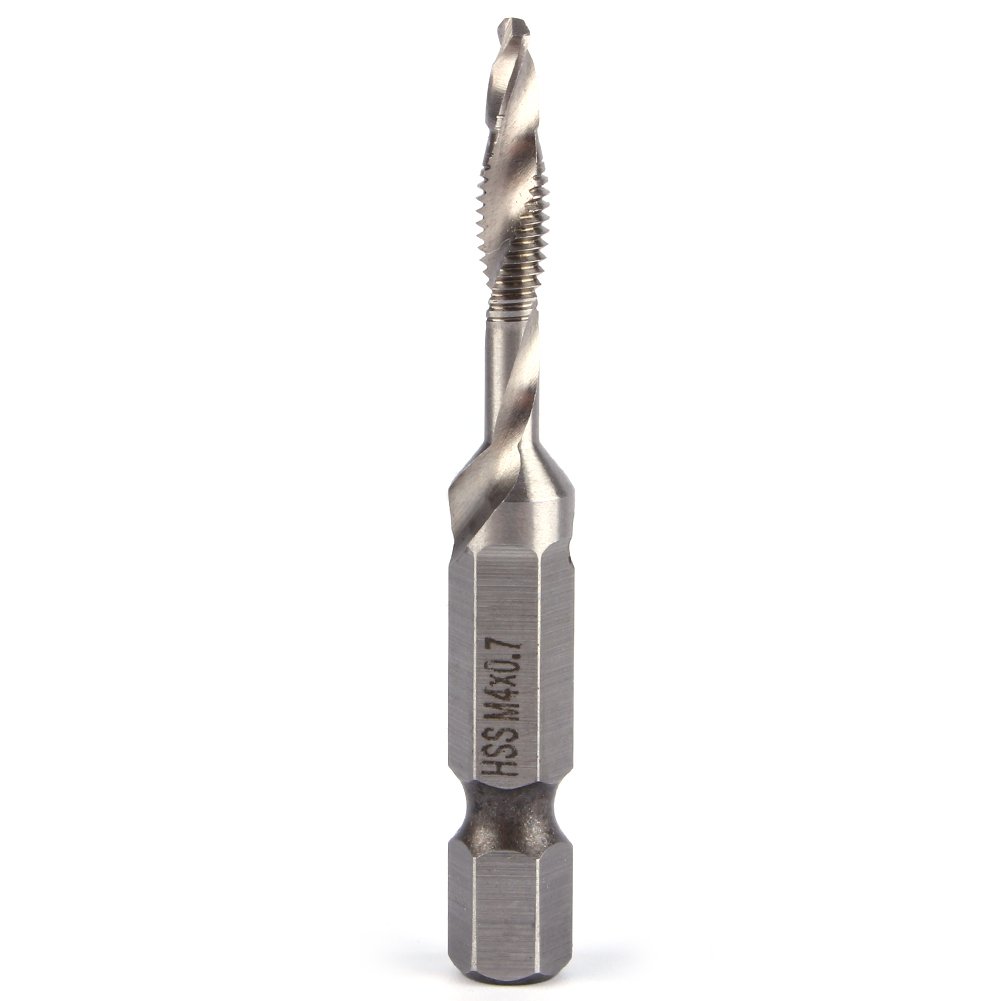 Hex Shank Drill Bit, 1/4" HSS Tap Drill Bit M4 Combination Drill and Tap Bit for Tapping in Wood, Plastic and Aluminum