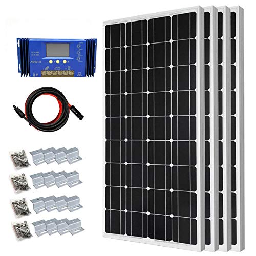 400 Watt Monocrystalline Solar Panel Starter Kit with 30A PWM Solar Charge Controller Off Grid System