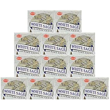 White sage cones pack of 12 ,10 cones Each Total 120 cones -HEM INCENSE