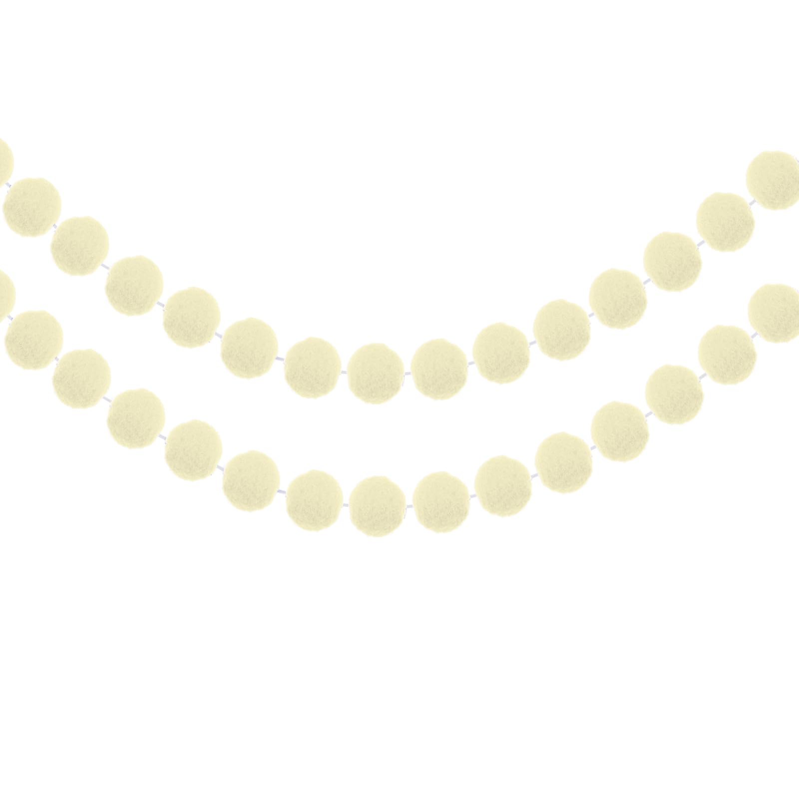 Photo 1 of MECCANIXITY 2Pcs Felt Ball Garland Milky Yellow Pom Pom Garland Handing Balls 6.6 Feet Long 30 Balls Party Banner Decor for Christmas Birthday Party Decoration