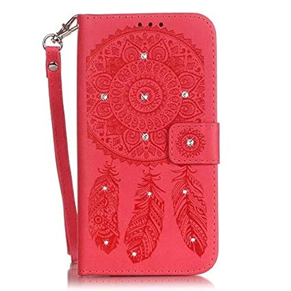 Eachbid PU Leather + TPU Material Flip Cover Case Wallet with Credit Card ID Holders Compatible for iPhone 7 4.7 inch Red