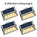 Roopure 8 LEDs Solar Outdoor Lights Steps Decorative, Solar Deck Lights Waterproof Outside Lamps for Fence Post Yard Garden Wall Walkway, Auto On & Off, Warm White 3000K, 4 Pack