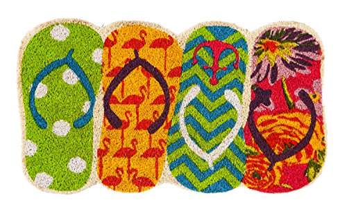 Evergreen Shaped Flip Flops Coir Mat, 16 x 28 inches