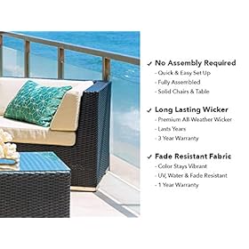 Ohana Collection 7-Piece Outdoor Patio Furniture Sectional Conversation Set, Black Wicker with Gray Cushions - No… 51MqqqKKVaL