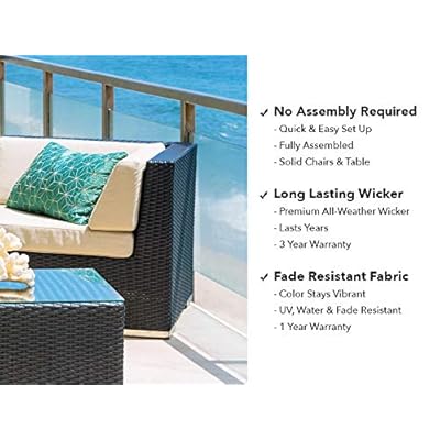 Ohana Collection 7-Piece Outdoor Patio Furniture Sectional Conversation Set, Black Wicker with Gray Cushions - No… 51MqqqKKVaL