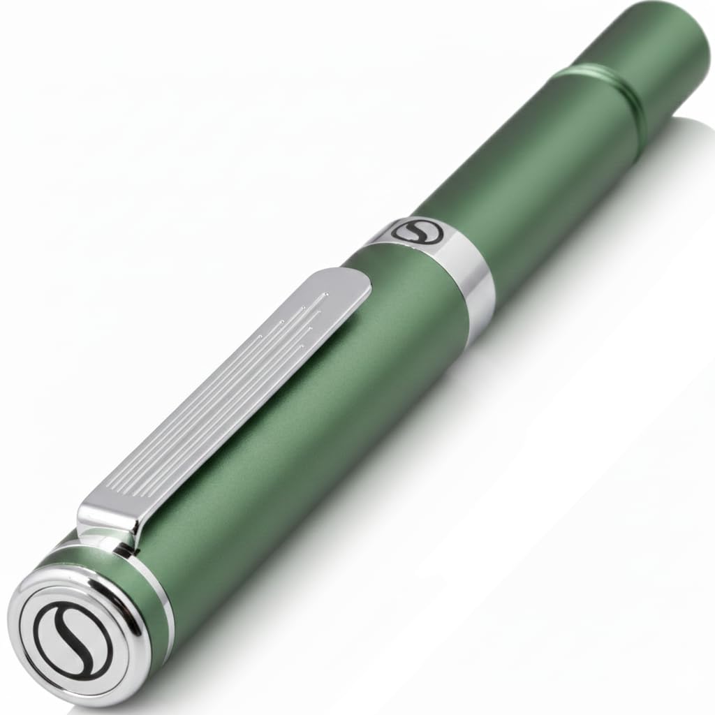 Scriveiner Green Rollerball EDC Luxury Pen, Stunning Pocket Pen with Chrome Finish, Cool Writing Pen, Best Gift for Men & Women, German Schmidt Refill, Nice Present, Fancy Office Designer Set
