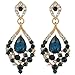 EleQueen Women's Austrian Crystal Teardrop Chandelier Dangle Earrings (Sapphire Color)