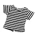 Baoblaze Trendy Elastic Striped Shirt Tops for 12inch Blythe Momoko Pullip Dolls Casual Outfit Clothes Accessories Black
