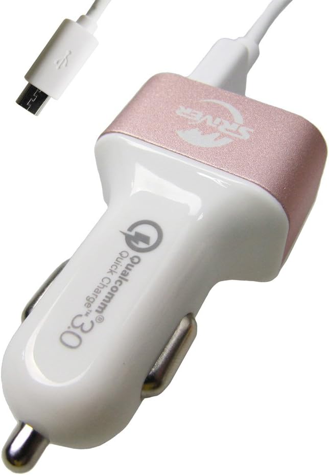 SRiver 36W 2 Port Universal QC 3.0 Rapid Car Charger - Pink