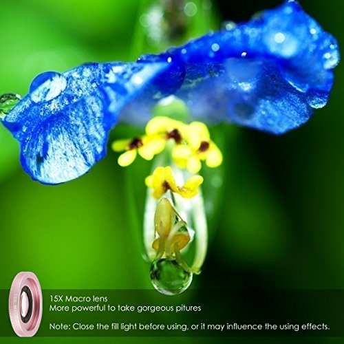 Wallfire 3 in 1 Cell Phone Lens with 3 Adjustable Brightness Fill Light,15X Macro 0.4X-0.6X Wide Angle Lens, HD Camera Lens for iPhone 7/7 Plus/6s/6s Plus/6/5, Samsung & Most Smartphones - Thumbnail 5