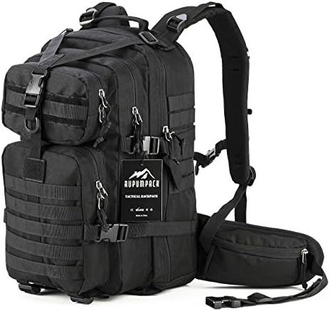 RUPUMPACK Military Tactical Backpack Hydration Backpack, Army MOLLE Bug Out Bag, Small 3-Day Rucksack Outdoor Hiking Camping Trekking Hunting School Daypack, 33L