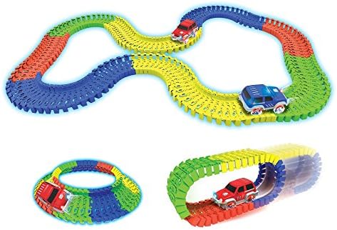 220 pcs Magic Tracks The Amazing Racetrack That Can Bend, Flex and Glow - LED lit cars - As Seen On TV