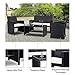 Goplus 4-Piece Rattan Patio Furniture Set Garden Lawn Pool Backyard Outdoor Sofa Wicker Conversation Set with Weather Resistant Cushions and Tempered Glass Tabletop (Black)
