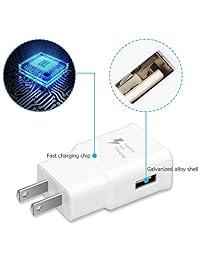 Galaxy S7 Adaptive Fast Charging Wall Charger Kit Set with Micro 2.0 USB Cable, Compatible with Samsung Galaxy S7 S7 Edge S6 Note5 4  S3 (White) (White)