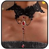 Jerany Lace Choker Necklace Gothic Pendant Crystal Black Halloween Vintage Neck Accessories for Women