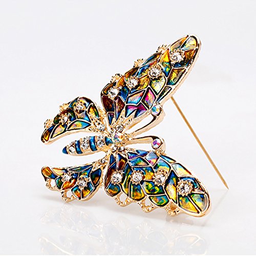 Afco Women Butterfly Rhinestone Brooch Pin,Colorful Metal Lapel Broochpin Dress Jewelry Decor