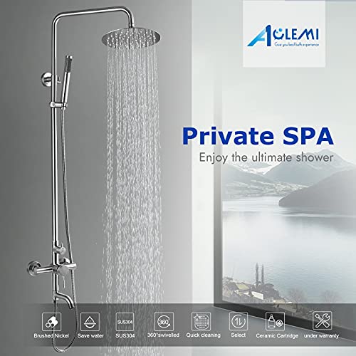 Aolemi Outdoor Shower Fixture SUS304 Triple Function Brushed Nickel