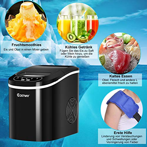 COSTWAY Eiswürfelmaschine 12KG/24H, Ice Maker 9 Eiswürfel in 6-13min, Eismaschine 2,2L Wassertank, Eiswürfelbereiter 2… – Bild 7