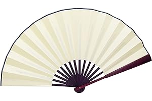 HONSHEN Folding Fan China Fan,Hand Fans with Traditional Chinese Arts (cream) 13inch
