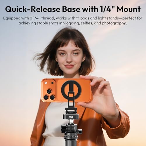ULANZI SK29 Mini Magnetic Smartphone Tripod, Hidden Hook, 360° Rotation Mount, Foldable Cell Phone Holder, Mobile Accessories for MagSafe, Selfie Stick Tripod in Aluminium for iPhone 17/16/15/14/13/12