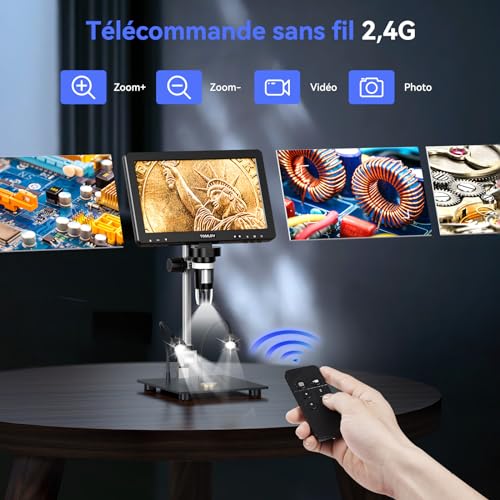 TOMLOV DM9 Max 10.1 Inch HDMI Digital Microscope, 20MP Coin Magnification Camera with HD IPS Screen, Gift for Adult Collectors, 10 Adjustable LED Lights, Compatible PC/TV