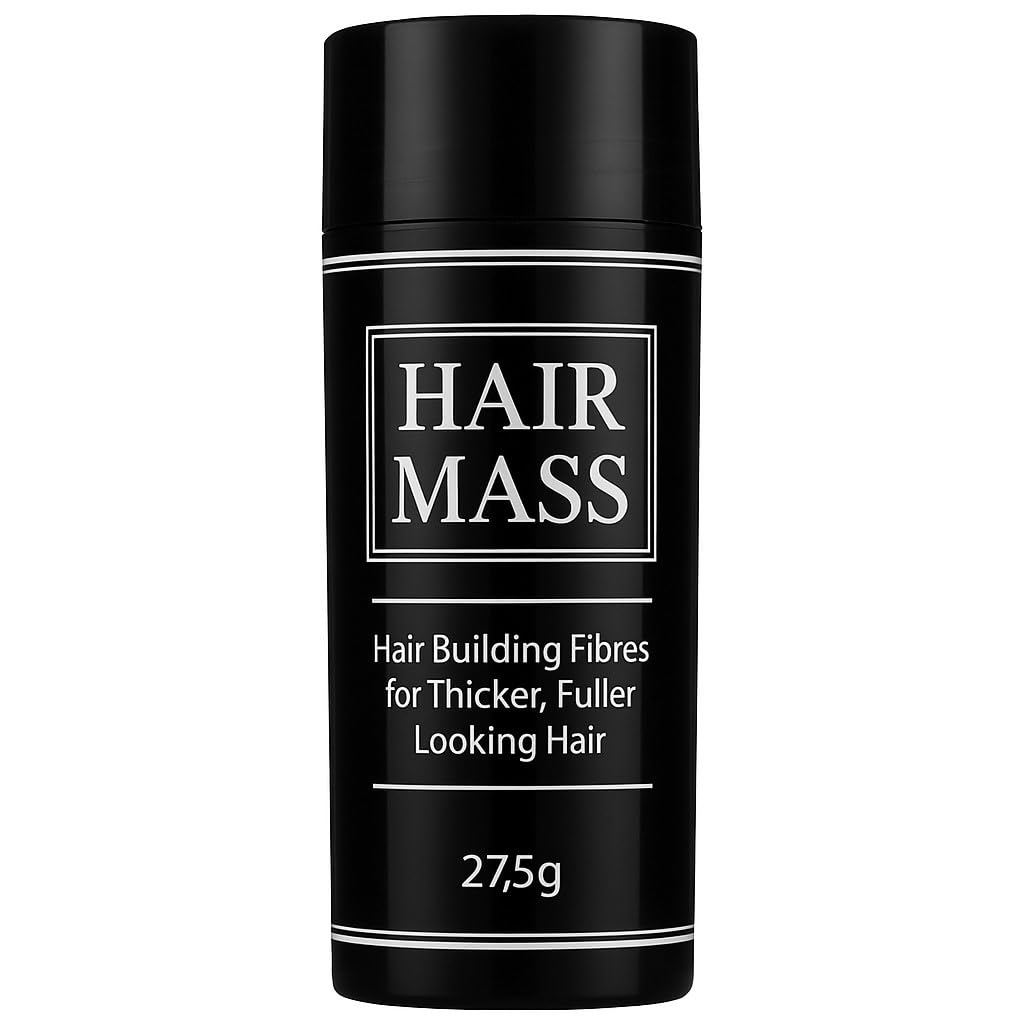 Hair Mass – Hair Building Fibres for Thinning Hair – Natural & Undetectable Hair Loss Concealer – Wind & Sweat Resistant – 27.5g (Dark Brown)