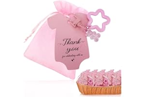 40 Sets Baby Shower Favors Souvenir for Guests, Twinkle Star and Gummy Bear Keychains, Goodies Bags and Thank You Tags for Ch