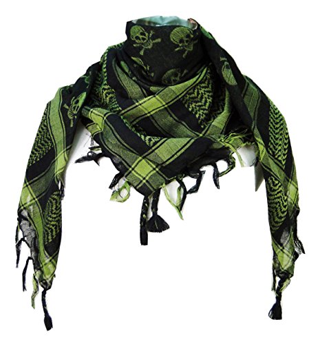 Premium Skull Pattern Shemagh Head Neck Scarf - Green/Black