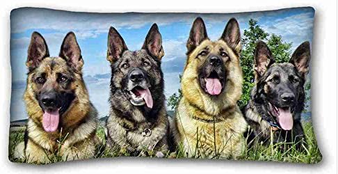 Custom Characteristic ( Dogs German Shepherd ) Standard Size Pillowcase for Hair & Facial Beauty Size 20x36 Inches suitable for Twin-bed PC-Green-19069